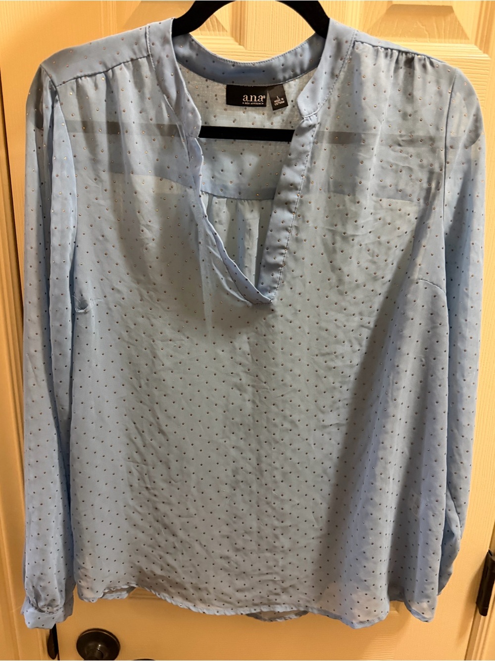 a.n.a Light Blue Polka Dot Long-Sleeve Button Down Shirt